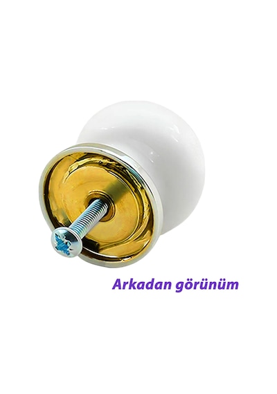Yasemin Kulp Beyaz Polimer Düğme Kulp Altın Tablalı Mobilya Mutfak Dolabı Çekmece Kulbu Kulpları Beyaz