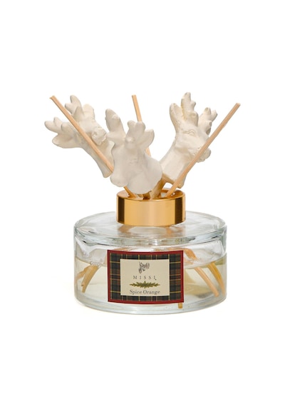 Yılbaşı 150 Ml Geyik Seramik Taş Bambu Çubuklu Spice Orange Oda Kokusu Portakal