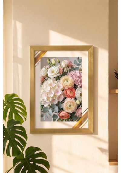 Porsima 4410 Altın PVC Modern Dekoratif Cam Fotoğraf Çerçevesi Masa Duvar Fotoğraf Çerçevesi 21x29,7cm