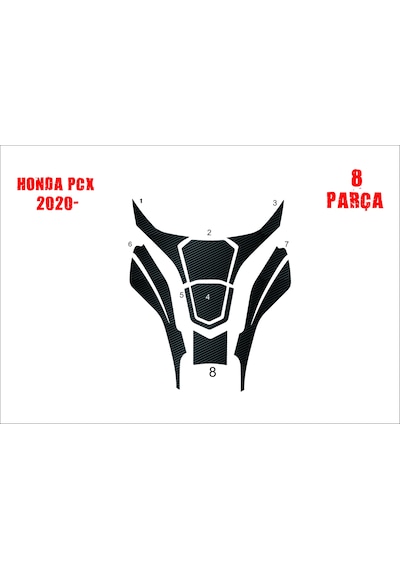 Honda Pcx 2021-2024 Tank Pad Ve Grenaj Kaplama 8 Parça Siyah 83163582