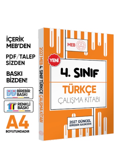 2027 Meb Ödm İlkokul 4.sınıf Çalışma Kitabı Alıştırmalı Soru Bankası 4lü Set Renkli Baskı Ücreti