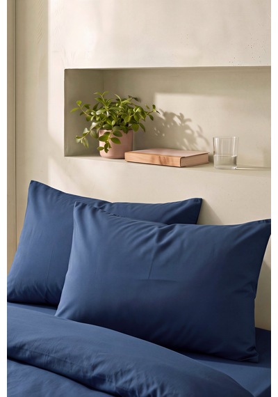 Lacivert Ranforce %100 Pamuklu 2'li Yastık Kılıfı 50x70 Cm