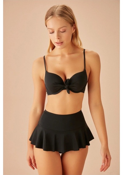 Volanlı Midi Boy Bikini Altl Yeni Sezon Dr2025 Siyah