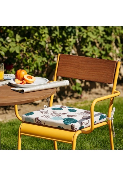 Sandalye Oturum Minderi Çiçekli 40x40x4 Bağcıklı Çıkarılabilir Kılıflı Çökme Yapmaz Yeşil Çok Renkli