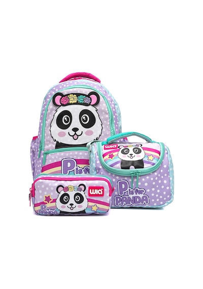 Wia Crowned Panda Kız Çocuk 3'lü Okul Seti Mor