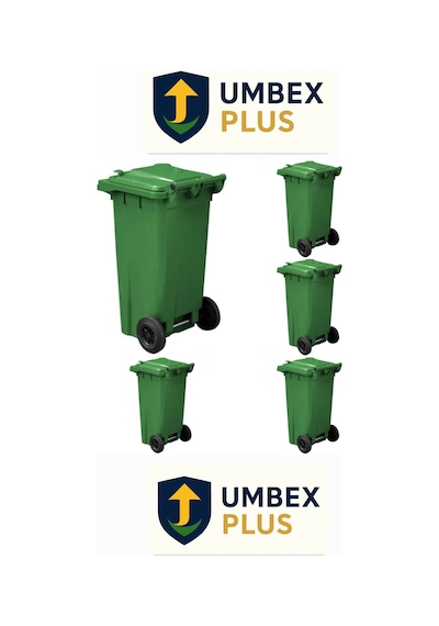 Umbex 5 Adet Plastik Çöp Konteynerı Çöp Kovası 120 Lt Isıya Karşı Dayanıklı 5 Adet Yeşil