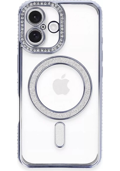 Newface Apple İphone 16 Plus Kılıf Joke Simli Magneticsafe Kılıf - Mavi