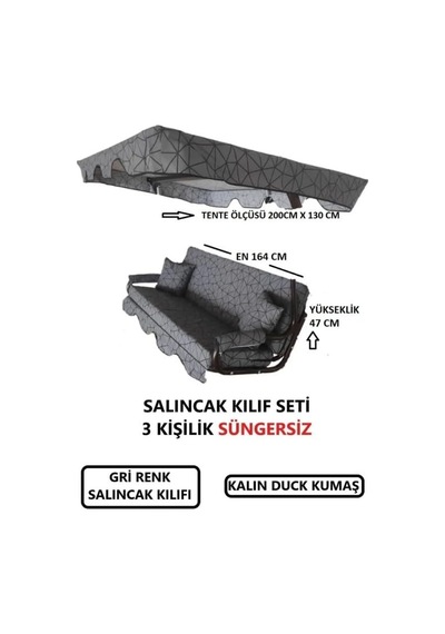 Kişilik Salıncak Lüks Kılıf Seti Mindersiz Gri Örümcek Desen 164 47 Cm Diğer
