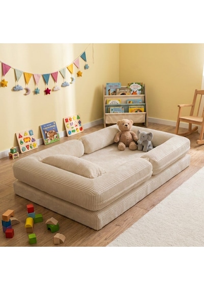 Miniwood Montessori Yatak Oyun Alanlı Bebek Yer Yatağı Sünger Çocuk Karyola 92 x 150 CM