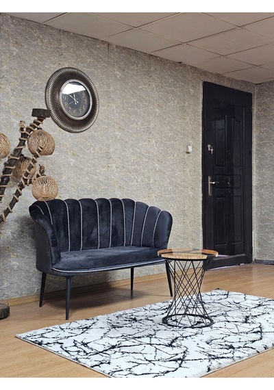 Zafir İkili Papatya Çay Seti Koltuk Siyah Boyalı Sivriltme Ayak, Balkon, Salon, Ofis, Koltuk Takımı Füme