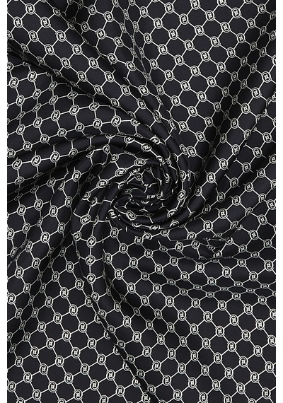 Vakko Twill İpek Eşarp - Özel Seri - Siyah Ekru