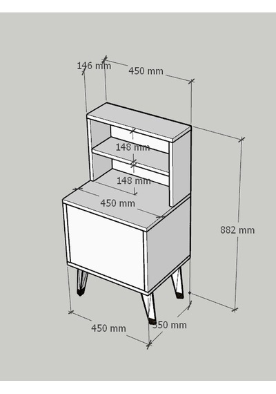 Karnaval Modern Raflı Komodin Yatak Odası Başucu Sehpası Yan Sehpa Km-004 Ceviz