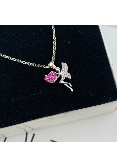 Peri Kadın Kolye Peri Kızı Zirkon Taşlı Silver Kolye 45cm Gümüş