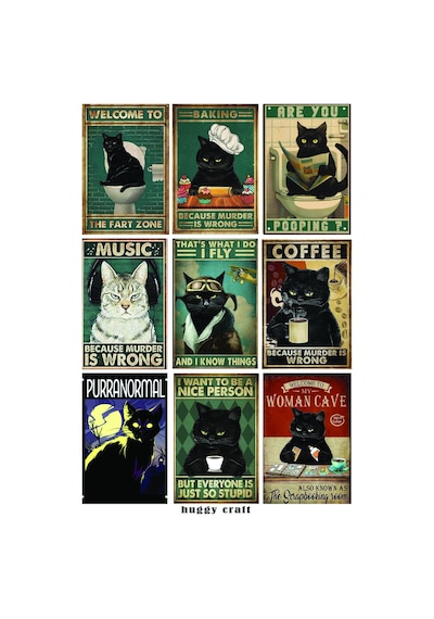 Cats Kedi Mizah Ve Pul Temalı 4lü Laptop Tablet Telefon Defter Sticker Set Standart