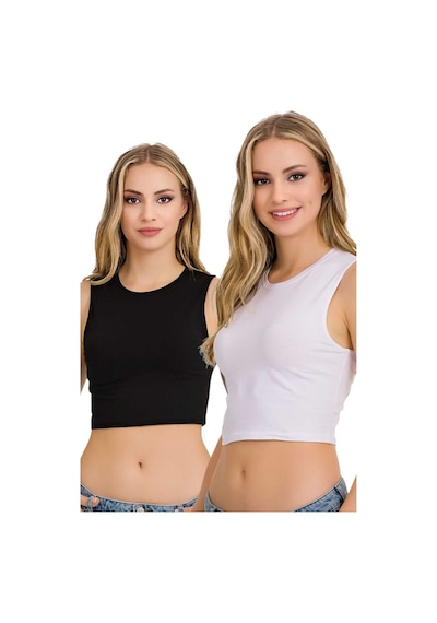 Fanilam İlke Kadın Elestan Kolsuz Crop -pamuklu Şık Ve Rahat Yarım Atlet Body 2 Adet Siyah+ Beyaz Fanilam İlke Kadın Elestan Kolsuz Crop -pamuklu Şık Ve Rahat Yarım Atlet Body 2 Adet Siyah+ Beyaz