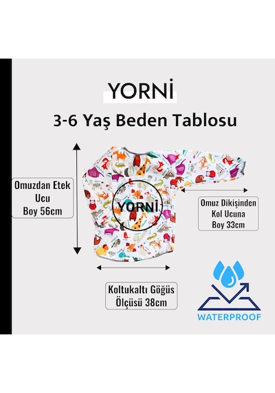 Sıvı Geçirmez Uzun Kollu Çocuk Mama Önlüğü, Etkinlik Ve Aktivite Önlüğü 3-6 Yaş Çok Renkli