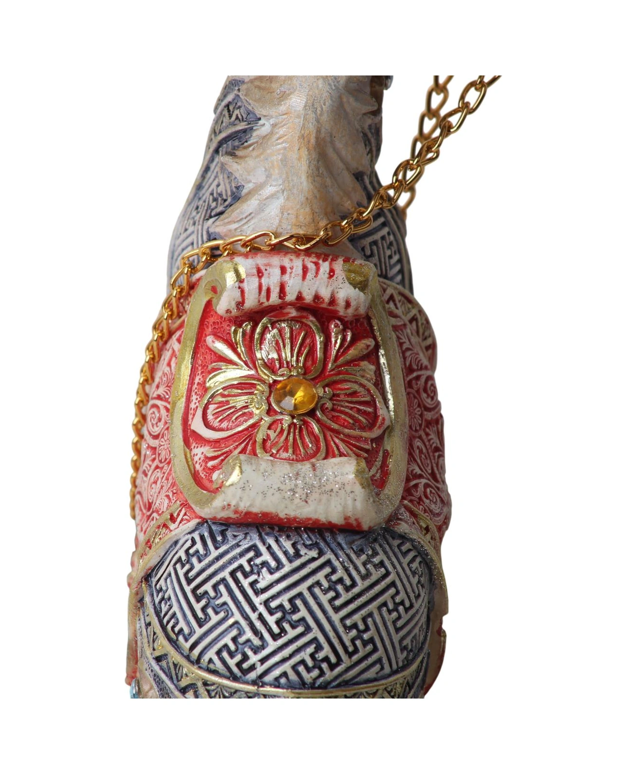Lüks Motifli Taş İşlemeli Stantlı At Biblo Heykel Vitrin Masa Süsü Ofis Ev & Yılbaşı Hediyesi 17 Cm.
