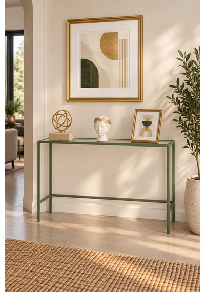 Teknor Yeşil Metal Şeffaf Camlı Modern Dresuar 100cm
