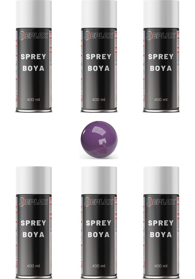 6 Adet Ral 4005 Leylak Mor Sprey Boya 400 Ml.