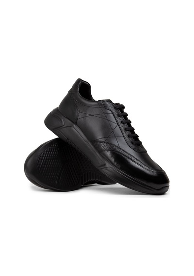 Deery Hakiki Deri Siyah Erkek Sneaker Ayakkabı - 01962Msyhe01 Siyah