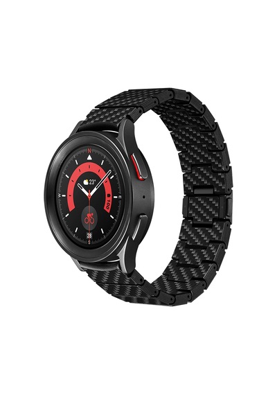 Pitaka Modern Serisi Karbon Fiber Galaxy Watch 5 Pro 45mm Uyumlu Kordon Black-grey Twil