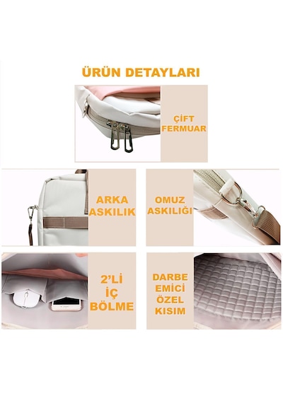Microcase Honor Pad X8b 11 İnch İle Uyumlu Tablet Çantası 2 Bölmeli Al4227 Krem Pembe Mavi