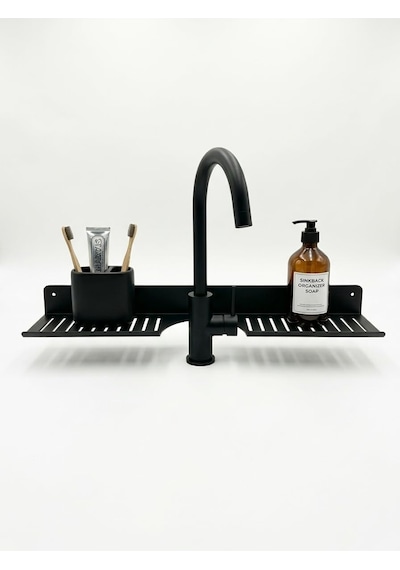 Eviye Önü Organizer Rafı Metal Lavabo Üstü Raf Mutfak Evye Üstü Organizer Duvara Yapışkanlı Del