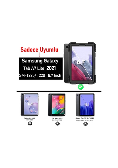 Samsung Galaxy Uyumlu Tab A7 Lite T220 - T225 Tablet Kılıfı Defender Askılı Tank Zırh Silikon Yüksek Koruma Kılıf Samsung Galaxy Uyumlu Tab A7 Lite T220 - T225 Tablet Kılıfı Defender Askılı Tank Zırh Silikon Yüksek Koruma Kılıf