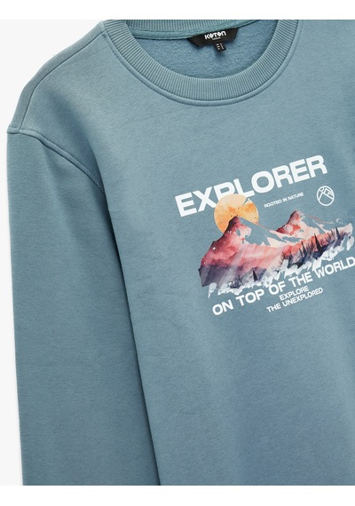 Koton Uzun Kollu Regular Fit Şardonlu Bisiklet Yaka Baskılı Sweatshirt Mavi 6wam70162mk Mavi Koton Uzun Kollu Regular Fit Şardonlu Bisiklet Yaka Baskılı Sweatshirt Mavi 6wam70162mk Mavi
