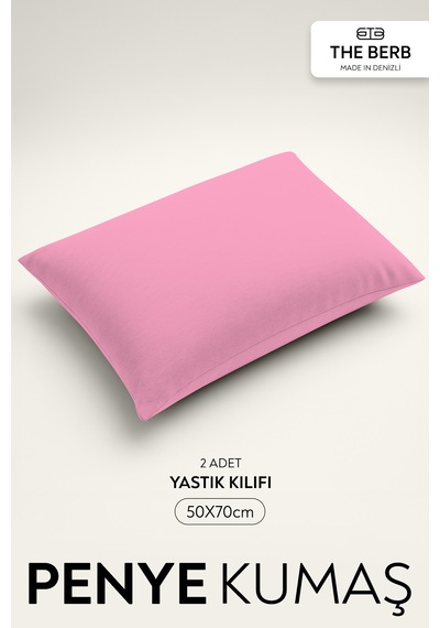 The Berb 2'li Penye Yastık Kılıfı Seti %100 Pamuk 50 X 70 Fermuarlı Pembe