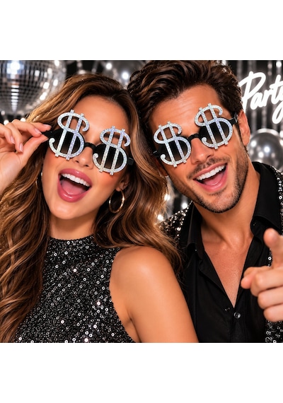 Dolar İşareti Parti Gözlüğü Gümüş - Aıaı-886737 18