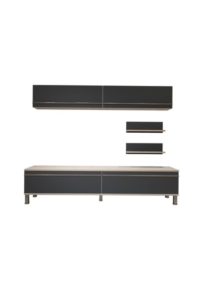Decoraktiv Eko 5 Mdf Std Krom Ayaklı Tv Ünitesi Tv Sehpası Beyaz - Antrasit