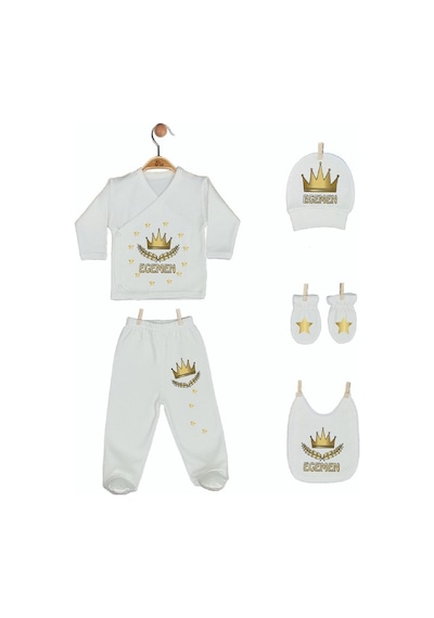 Pia Baby Gl 1920-05 İsme Özel Beşli Zıbın Set Krem