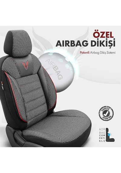 Toro Design Ortopedik Ekstra Destekli Oto Koltuk Kılıfı Özel Pamuklu Kumaş Tam Set Siyah-kırmızı Genel