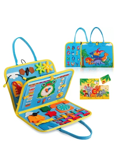 Tineke 3+ Yaş Keçe Eğitim Kitabı Montessori Eğitici Aktivite Oyuncağı Beceri Ve Zeka Geliştirici Çocuk Kitabı 4 Sayfa Mavi-ing