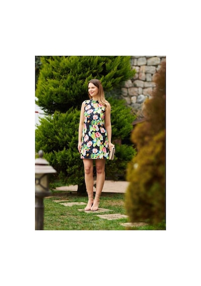 Çınar Boutique Bisiklet Yaka Mini Elbise-renkli - 36 Renkli Renkli