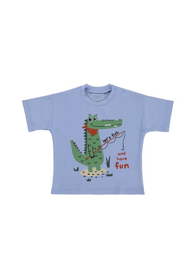 Civil Baby Timsah Baskılı 6-18 Ay Tişört - Mavi