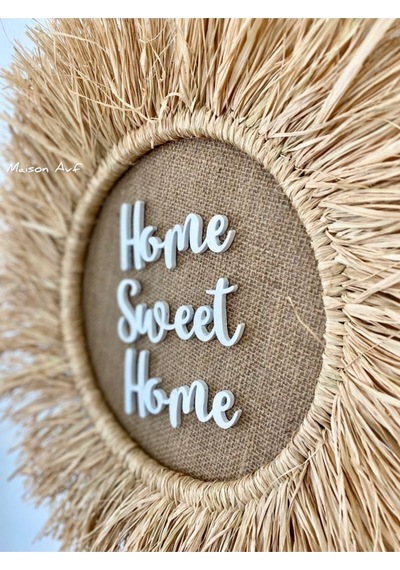Home Sweet Home Rafya Duvar Dekorasyonu M082