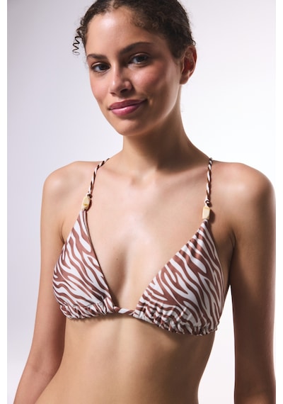 Penti Gale Zebra Desenli Boncuklu Üçgen Bikini Üstü