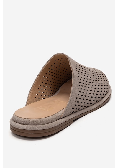 Luvishoes Melara Bej Süet Hakiki Deri Delikli Önü Kapalı Kadın Terlik