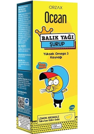 Ocean Balık Yağı Şurubu Limon Aromalı Kral Şakir 150 ML Ocean Balık Yağı Şurubu Limon Aromalı Kral Şakir 150 ML