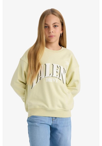 Defacto Kız Çocuk Relax Fit Bisiklet Yaka Baskılı Sweatshirt E6760a825augn1236 Yeşil