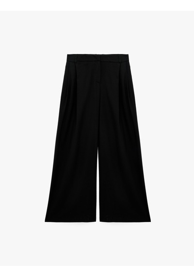 Koton Cepli Bol Kesim Geniş Paça Kumaş Baggy Pantolon Siyah 7wak40102pw