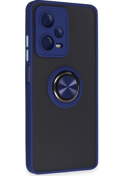 Xiaomi Redmi Note 12 Pro 5g Kılıf Montreal Yüzüklü Silikon Kapak - Lacivert Düz Renkli