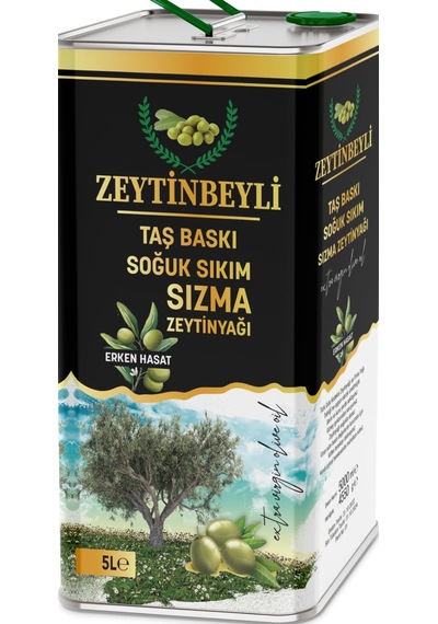 Zeytinbeyli Taşbaskı 5 Lt Natürel Sızma Soğuk Sıkım Zeytinyağı