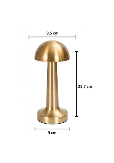 Şarj Edilebilir Dokunmatik Mantar Masa Lambası Led Işıklı Dekoratif Gece Lambası 3 Işık Modu Lambader Gold