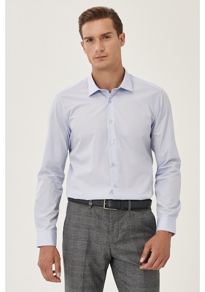 AC&Co / Altınyıldız Classics Ütülemesi Kolay Slim Fit Dar Kesim Klasik Yaka Pamuklu Erkek Gömlek Açık Mavi
