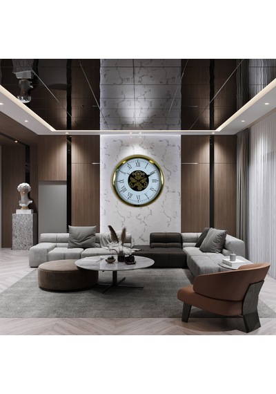 Luxury Gold 60 Cm Çarklı Duvar Saati