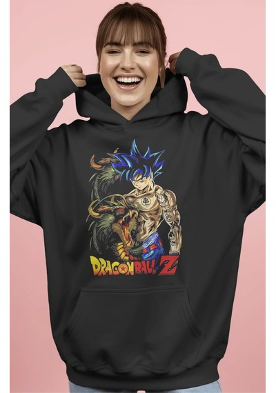 Sevbano Son Goku Dragon Ball Z Anime Ön Baskılı Unisex Oversize Premium H Siyah