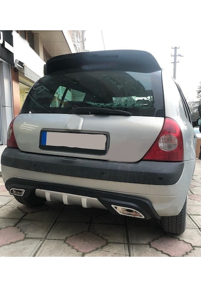 Renault Clio 2 Uyumlu Body Kit Difüzör 2 Çıkış Gri Kare